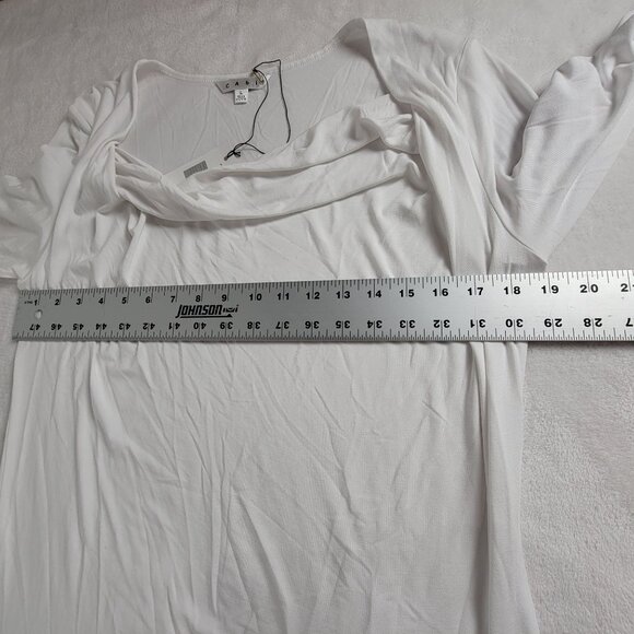 CAbi #427 Womens White Spring 13 Drape Front 3/4 Sleeve Top Large Stretch New - Picture 8 of 9